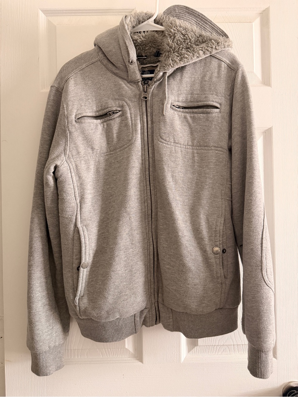 Buffalo David Bitton Men's Hooded Zip-Up Sweater Jacket - Light Gray